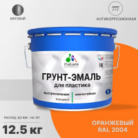 Грунт-Эмаль MALARE для пластика, окон и подоконников, сайдинга, матовый, оранжевый, 12,5 кг ГЭПЛСТ2004М1250