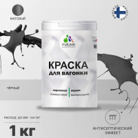 Краска MALARE для вагонки, с антисептическим эффектом, черный, 1 кг КВГНКАЧЕРМ0100