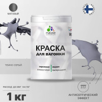 Краска MALARE для вагонки, с антисептическим эффектом, темно-серый, 1 кг КВГНКАТЕСМ0100