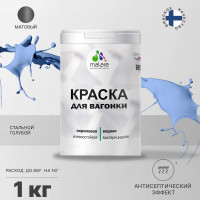 Краска MALARE для вагонки, с антисептическим эффектом, стальной голубой, 1 кг КВГНКАСТГМ0100