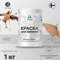 Краска MALARE для вагонки, с антисептическим эффектом, молочный шоколад, 1 кг КВГНКАМОШМ0100