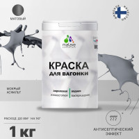 Краска MALARE для вагонки, с антисептическим эффектом, мокрый асфальт, 1 кг КВГНКАМОАМ0100