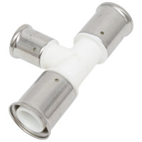 Переходный тройник HENCO уменьшенный в центре, ПВДФ пресс , белый, 32x26x32 10PKW-322632