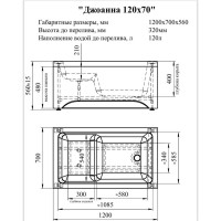 Акриловая ванна Радомир Джоанна 120x70, каркас (разборный) 2-01-0-0-1-253Р