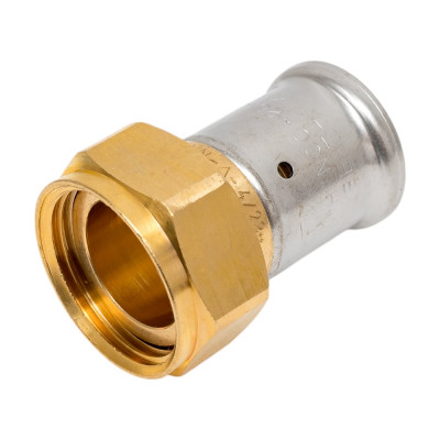 Муфта HENCO накидная гайка, плоское уплотнение, латунь пресс, 26x1" 26P-26Z06