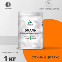 Эмаль EcoCorr MALARE для труб и радиаторов отопления, для батарей, водная акриловая без запаха матовая, сочный цитрус, 1 кг ЭЭКОСОЦМ0100