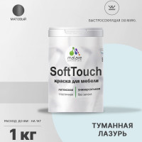 Краска SoftTouch для мебели, кухонных фасадов MALARE матовая туманная лазурь, 1 кг КСФТТЧАТУЛМ0100