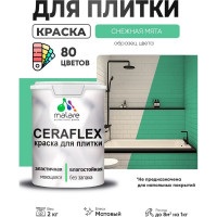 Краска акриловая MALARE Ceraflex для плитки, снежная мята, матовый, 2 кг ККРФЛКСАСНММ0200
