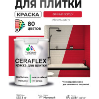 Краска акриловая MALARE Ceraflex для плитки, винный бордо, матовый, 2 кг ККРФЛКСАВИБМ0200