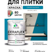 Краска акриловая MALARE Ceraflex для плитки, синяя малина, матовый, 2 кг ККРФЛКСАСИММ0200