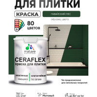 Краска акриловая MALARE Ceraflex для плитки, гавайский лес, матовый, 2 кг ККРФЛКСАГАЛМ0200