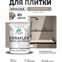 Краска акриловая MALARE Ceraflex для плитки, кварцевый серый, матовый, 2 кг ККРФЛКСАКВСМ0200