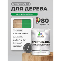 Грунт-Эмаль MALARE 3 в 1 для деревянных поверхностей, акриловая, моющаяся, без запаха, матовая, свежий орегано, 1 кг ГЭДЕРАСВОМ0100