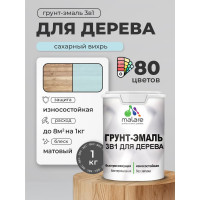 Грунт-Эмаль MALARE 3 в 1 для деревянных поверхностей, акриловая, моющаяся, без запаха, матовая, сахарный вихрь, 1 кг ГЭДЕРАСАВМ0100