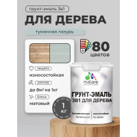 Грунт-Эмаль MALARE 3 в 1 для деревянных поверхностей, акриловая, моющаяся, без запаха, матовая, туманная лазурь, 1 кг ГЭДЕРАТУЛМ0100