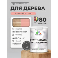 Грунт-Эмаль MALARE 3 в 1 для деревянных поверхностей, акриловая, моющаяся, без запаха, матовая, японский лосось, 1 кг ГЭДЕРАЯПЛМ0100