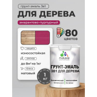 Грунт-Эмаль MALARE 3 в 1 для деревянных поверхностей, акриловая, моющаяся, без запаха, матовая, амарантово-пурпурный, 1 кг ГЭДЕРААМПМ0100