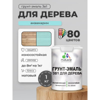 Грунт-Эмаль MALARE 3 в 1 для деревянных поверхностей, акриловая, моющаяся, без запаха, матовая, аквамарин, 1 кг ГЭДЕРААКВМ0100