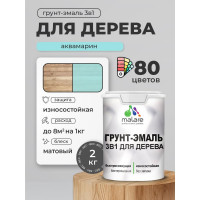 Грунт-Эмаль MALARE 3 в 1 для деревянных поверхностей, акриловая, моющаяся, без запаха, матовая, аквамарин, 2 кг ГЭДЕРААКВМ0200
