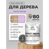 Грунт-Эмаль MALARE 3 в 1 для деревянных поверхностей, акриловая, моющаяся, без запаха, матовая, горная лаванда, 1 кг ГЭДЕРАГОРМ0100