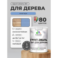 Грунт-Эмаль MALARE 3 в 1 для деревянных поверхностей, акриловая, моющаяся, без запаха, матовая, ниагара, 1 кг ГЭДЕРАНИАМ0100