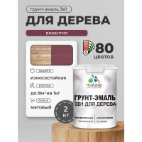 Грунт-Эмаль MALARE 3 в 1 для деревянных поверхностей, акриловая, моющаяся, без запаха, матовая, византия, 2 кг ГЭДЕРАВИЗМ0200