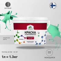 Краска Professional износостойкая моющаяся для стен и обоев MALARE матовая снежная мята, 1л КРЗСТНТСНММ0130