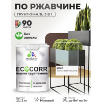Грунт-Эмаль 3в1 MALARE EcoCorr для металлических поверхностей, акриловая быстросохнущая без запаха, матовая, туманная лазурь, 2 кг ГЭЭКОТУЛМ0200