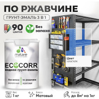 Грунт-Эмаль 3в1 MALARE EcoCorr для металлических поверхностей, акриловая быстросохнущая без запаха, матовая, ниагара, 1 кг ГЭЭКОНИАМ0100