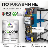 Грунт-Эмаль 3в1 MALARE EcoCorr для металлических поверхностей, акриловая быстросохнущая без запаха, матовая, синяя малина, 1 кг ГЭЭКОСИММ0100