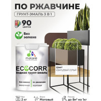 Грунт-Эмаль 3в1 MALARE EcoCorr для металлических поверхностей, акриловая быстросохнущая без запаха, матовая, кварцевый серый, 2 кг ГЭЭКОКВСМ0200