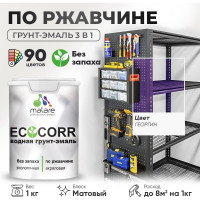 Грунт-Эмаль 3в1 MALARE EcoCorr для металлических поверхностей, акриловая быстросохнущая без запаха, матовая, георгин, 1 кг ГЭЭКОГЕОМ0100