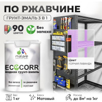 Грунт-Эмаль 3в1 MALARE EcoCorr для металлических поверхностей, акриловая быстросохнущая без запаха, матовая, горная лаванда, 1 кг ГЭЭКОГОРМ0100