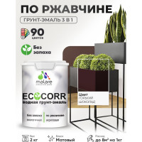 Грунт-Эмаль 3в1 MALARE EcoCorr для металлических поверхностей, акриловая быстросохнущая без запаха, матовая, горький шоколад, 2 кг ГЭЭКОГОШМ0200