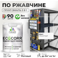 Грунт-Эмаль 3в1 MALARE EcoCorr для металлических поверхностей, акриловая быстросохнущая без запаха, матовая, гранитный, 1 кг ГЭЭКОГРАМ0100