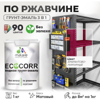 Грунт-Эмаль 3в1 MALARE EcoCorr для металлических поверхностей, акриловая быстросохнущая без запаха, матовая, амарантово-пурпурный, 1 кг ГЭЭКОАМПМ0100