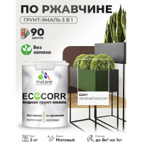 Грунт-Эмаль 3в1 MALARE EcoCorr для металлических поверхностей, акриловая быстросохнущая без запаха, матовая, хвойный бонсай, 2 кг ГЭЭКОХВБМ0200