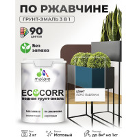 Грунт-Эмаль 3в1 MALARE EcoCorr для металлических поверхностей, акриловая быстросохнущая без запаха, матовая, перо павлина, 2 кг ГЭЭКОПЕПМ0200