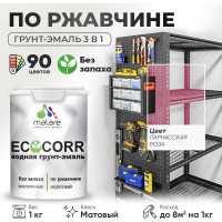 Грунт-Эмаль 3в1 MALARE EcoCorr для металлических поверхностей, акриловая быстросохнущая без запаха, матовая, парнасская роза, 1 кг ГЭЭКОПАРМ0100