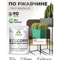 Грунт-Эмаль 3в1 MALARE EcoCorr для металлических поверхностей, акриловая быстросохнущая без запаха, матовая, снежная мята, 2 кг ГЭЭКОСНММ0200