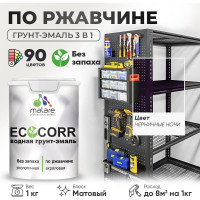 Грунт-Эмаль 3в1 MALARE EcoCorr для металлических поверхностей, акриловая быстросохнущая без запаха, матовая, черничные ночи, 1 кг ГЭЭКОЧЕНМ0100