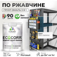 Грунт-Эмаль 3в1 MALARE EcoCorr для металлических поверхностей, акриловая быстросохнущая без запаха, матовая, перо павлина, 1 кг ГЭЭКОПЕПМ0100