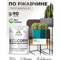 Грунт-Эмаль 3в1 MALARE EcoCorr для металлических поверхностей, акриловая быстросохнущая без запаха, матовая, тиффани, 2 кг ГЭЭКОТИФМ0200