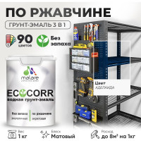 Грунт-Эмаль 3в1 MALARE EcoCorr для металлических поверхностей, акриловая быстросохнущая без запаха, матовая, аделаида, 1 кг ГЭЭКОАДЕМ0100
