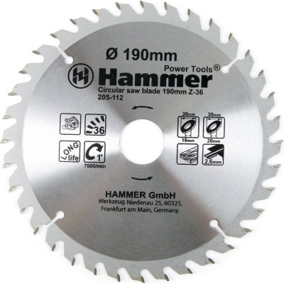 Пильный диск по дереву Hammer Flex 205-112 CSB WD 30662