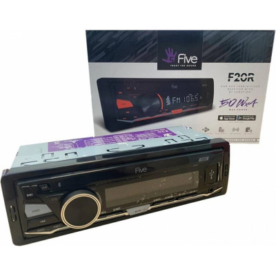 Автомагнитола FIVE (1din/красная/Bluetooth/USB/AUX/SD/FM/4*50) F20R FIVE F20R