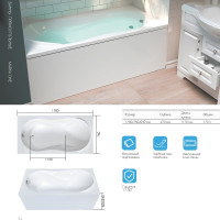 Акриловая ванна Marka One ENNA 170x75 прямоугольная белая 01эн1775