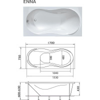 Акриловая ванна Marka One ENNA 170x75 прямоугольная белая 01эн1775