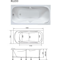 Акриловая ванна Marka One KLEO 160x75 прямоугольная белая 01кл1675