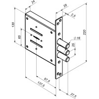 Врезной замок CERBER ЗВУ БЗ С1-В 016 длинный ключ, без ответной планки 2103